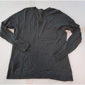 Eddie Bauer womens grey pullover lightweight v-neck sweater size Small S